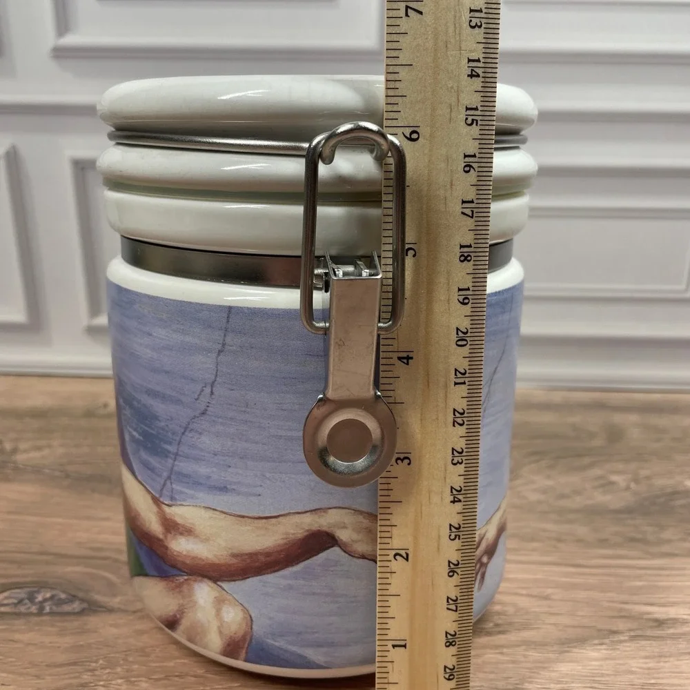 Master Renaissance Zengo Chaleur Ceramic Canister Michelangelo Creation of Adam